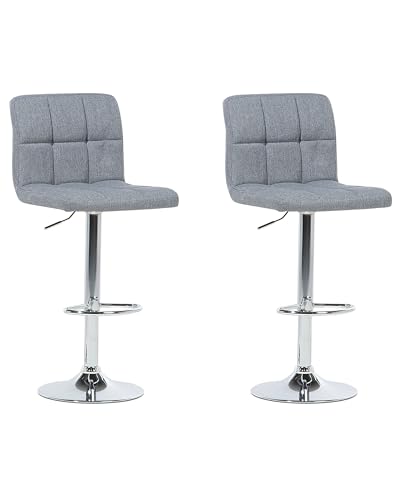 Beliani Barhocker 2er Set grau höhenverstellbar Stoff Metall modern Marion von Beliani