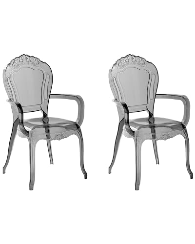 Barock 2 Stühle mit Armlehnen Kunststoff 2er Set transparent schwarz Vermont II von Beliani
