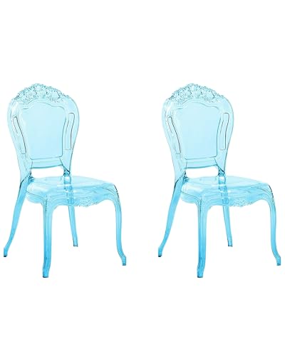 Beliani Barock Stuhl Kunststoff 2er Set transparent blau 2er Set stapelbar Vermont Beliani Barock Stuhl Kunststoff 2er Set transparent blau 2er Set stapelbar Vermont von Beliani