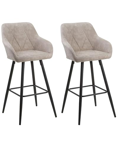 Barstuhl 2er Set Beige in modernem Look Polsterbezug Barhocker Darien von Beliani