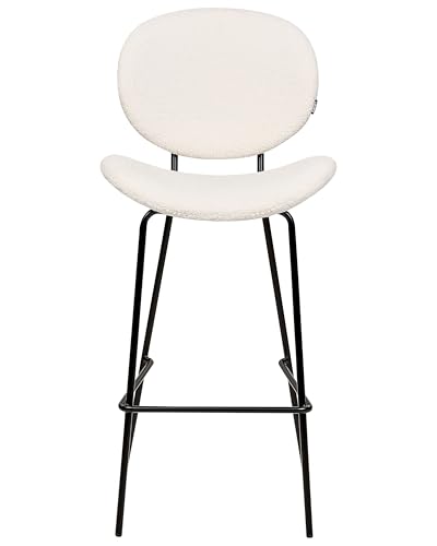 Barstuhl 2er Set Bouclé weiß mit Lehne Metallgestell Fußstütze Retro-Stil Luana Barstuhl 2er Set Bouclé weiß mit Lehne Metallgestell Fußstütze Retro-Stil Luana von Beliani