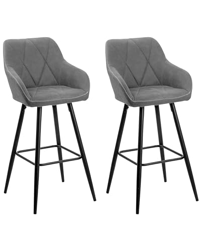 Barstuhl 2er Set Grau in modernem Look Polsterbezug Barhocker Darien von Beliani