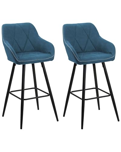 Barstuhl 2er Set Seeblau in modernem Look Polsterbezug Barhocker Darien von Beliani
