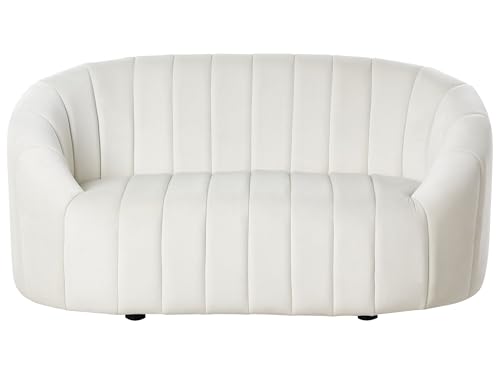 Beliani 2-Sitzer Sofa Samt weiß gesteppt oval Muschelform niedrige Rückenlehne Malung Beliani 2-Sitzer Sofa Samt weiß gesteppt oval Muschelform niedrige Rückenlehne Malung von Beliani