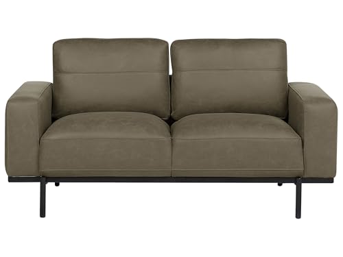 Beliani 2-Sitzer Sofa Stoff grün Lederoptik mit Metallbeinen Dicke Sitzkissen Sovik Beliani 2-Sitzer Sofa Stoff grün Lederoptik mit Metallbeinen Dicke Sitzkissen Sovik von Beliani
