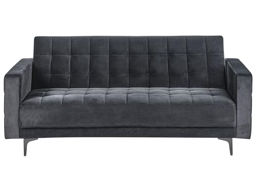 Beliani 3-Sitzer Schlafsofa Samt schwarz gesteppt mit Metallgestell modern Aberdeen Beliani 3-Sitzer Schlafsofa Samt schwarz gesteppt mit Metallgestell modern Aberdeen von Beliani