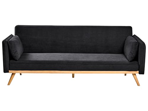 Beliani 3-Sitzer Sofa Stoffbezug schwarz Schlaffunktion Dekokissen Schlafsofa Asaa von Beliani