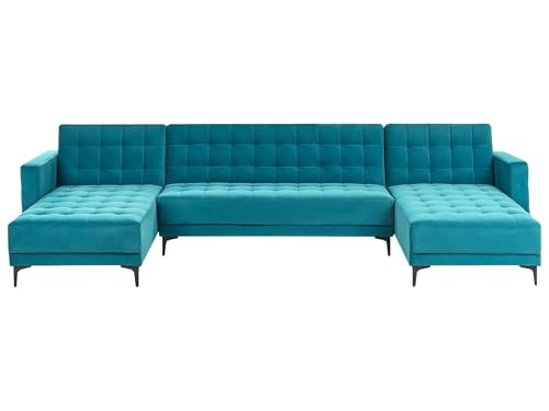Beliani 5-Sitzer Schlafsofa U-förmig Samt See blau gesteppt mit Armlehnen Aberdeen Beliani 5-Sitzer Schlafsofa U-förmig Samt See blau gesteppt mit Armlehnen Aberdeen von Beliani