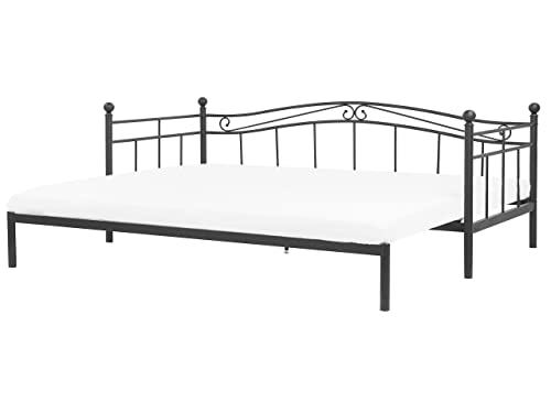 Beliani Ausziehbares Elegantes Metallbett 80/173 x 200 cm schwarz Tulle von Beliani