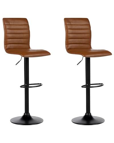 Beliani Barhocker 2er Set Kunstleder braun Metallgestell Fußstütze schwarz Lucerne II Beliani Barhocker 2er Set Kunstleder braun Metallgestell Fußstütze schwarz Lucerne II von Beliani