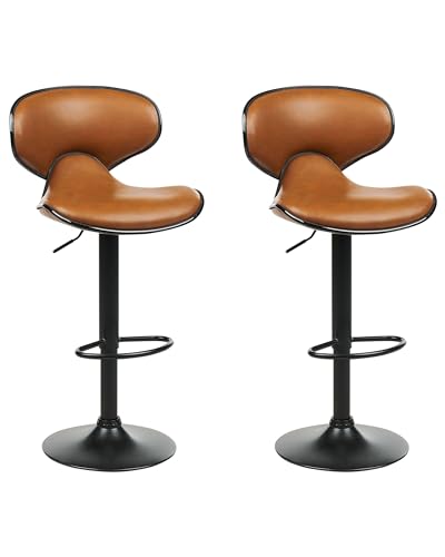 Beliani Barhocker 2er Set Kunstleder braun Metallgestell höhenverstellbar Conway II Beliani Barhocker 2er Set Kunstleder braun Metallgestell höhenverstellbar Conway II von Beliani