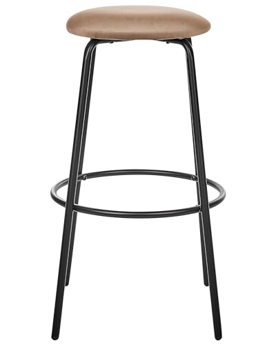 Beliani Barhocker 2er Set Samtstoff braun ohne Lehne mit Fußstützen Retro Design Morton von Beliani