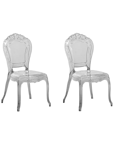 Beliani Barock Stuhl Kunststoff 2er Set transparent schwarz 2er Set stapelbar Vermont von Beliani