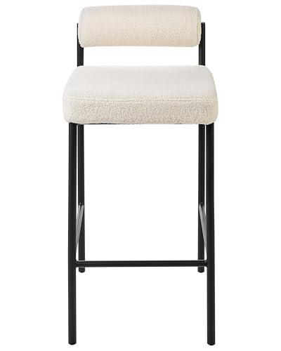 Beliani Barstuhl 2er Set Bouclé Creme weiß niedrige Lehne Metallgestell Fußstütze Amaya Beliani Barstuhl 2er Set Bouclé Creme weiß niedrige Lehne Metallgestell Fußstütze Amaya von Beliani