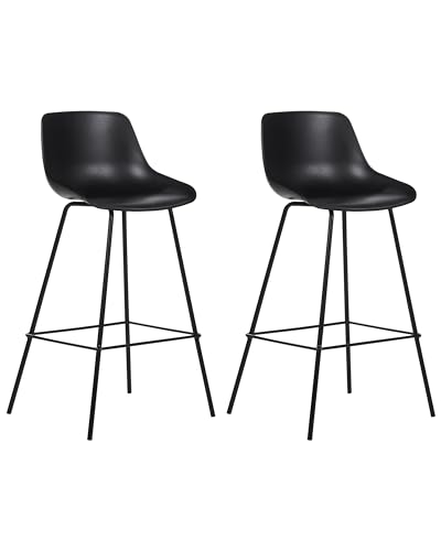 Beliani Barstuhl 2er Set Kunststoff/Metall schwarz mit Lehne Fußstützen modern Emmet von Beliani