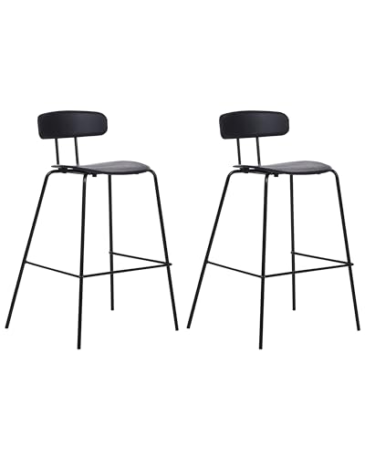Beliani Barstuhl 2er Set Kunststoff/Metall schwarz mit Lehne Fußstützen modern Sibley von Beliani