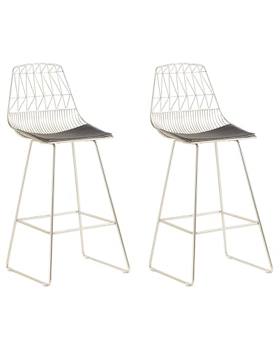 Beliani Barstuhl Barhocker 2er Set Gold Stahl Preston von Beliani
