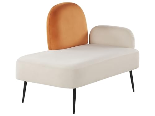 Beliani Chaiselongue Samt weiß/orange rechtsseitig Metallgestell schwarz modern Arcey von Beliani