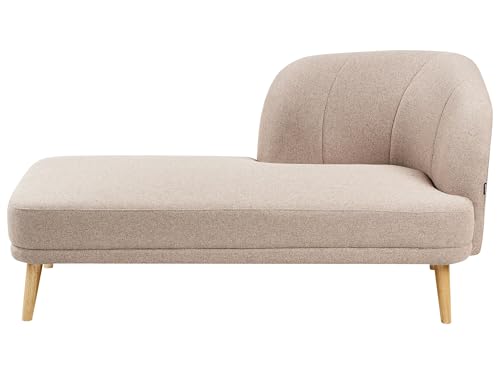 Beliani Chaiselongue Stoff helles Braun mit Holzbeinen rechtsseitig Récamiere Tanlay von Beliani