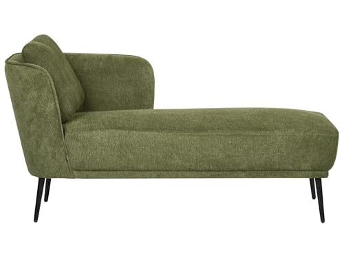 Beliani Chaiselongue Stoffbezug dunkelgrün Links mit Armlehne Kissen Metallfüße Artheze von Beliani