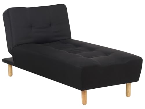 Beliani Chaiselounge Stoffbezug schwarz gesteppt verstellbare Rückenlehne Retro Alsten von Beliani