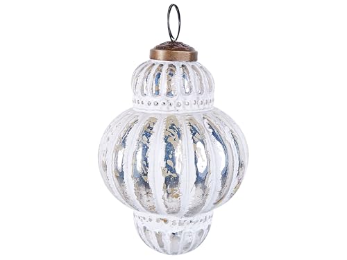 Christbaumschmuck 6er Set Glas Silber/weiß handgemachte Weihnachtskugeln Cremeux Christbaumschmuck 6er Set Glas Silber/weiß handgemachte Weihnachtskugeln Cremeux von Beliani