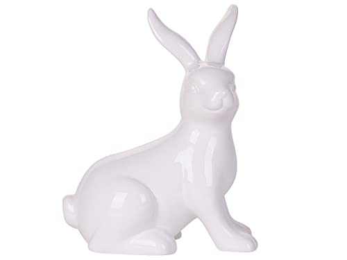 Dekofigur Hasen Kaninchen Osterhase weiß Keramik Osterdekoration 21 cm Morieux von Beliani