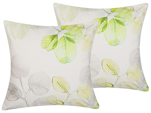 Beliani Dekokissen Blättermotiv Baumwolle weiß/grün/grau 45 x 45 cm im 2er Set Peperomia Beliani Dekokissen Blättermotiv Baumwolle weiß/grün/grau 45 x 45 cm im 2er Set Peperomia von Beliani