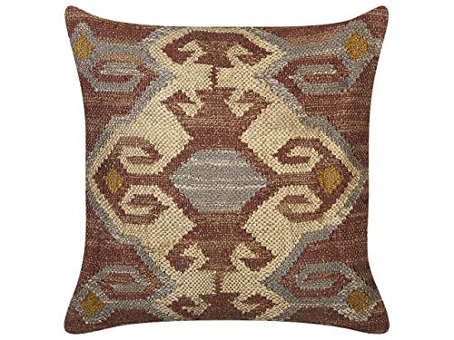 Beliani Dekokissen Jute und Wolle rot/bunt quadratisch 45x45 cm orientalisch Urpad von Beliani