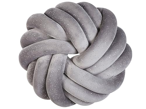 Beliani Dekokissen Knotenoptik 30x30 cm Geflecht Samtstoff Glitzer Ovalform grau Akola Beliani Dekokissen Knotenoptik 30x30 cm Geflecht Samtstoff Glitzer Ovalform grau Akola von Beliani