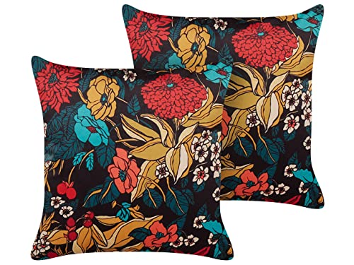 Beliani Dekokissen mit Füllung 2er Set Samtstoff bunt Blumenmuster 45x45 cm Protea Beliani Dekokissen mit Füllung 2er Set Samtstoff bunt Blumenmuster 45x45 cm Protea von Beliani