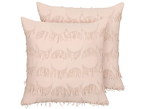 Beliani Dekokissen mit Füllung 2er Set rosa mit Fransen Boho 45 x 45 cm Agastache Beliani Dekokissen mit Füllung 2er Set rosa mit Fransen Boho 45 x 45 cm Agastache von Beliani