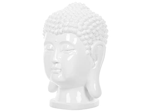 Beliani Dekorative Figur Buddha glänzend weiß von Beliani