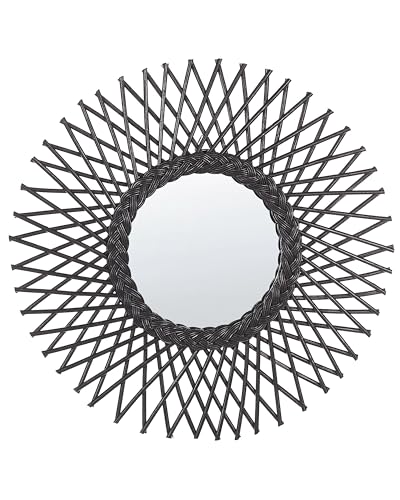 Beliani Dekorativer Wandspiegel schwarz aus Rattan Sonnenform rund Boho 60 cm Tagolu Beliani Dekorativer Wandspiegel schwarz aus Rattan Sonnenform rund Boho 60 cm Tagolu von Beliani
