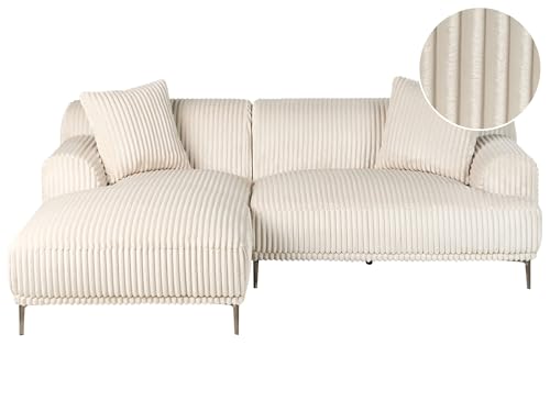 Beliani Ecksofa Cord Creme weiß 3-Sitzer rechtsseitig Stenum von Beliani