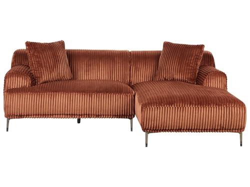 Beliani Ecksofa Cord braun 3-Sitzer linksseitig Stenum von Beliani