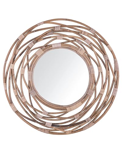 Beliani Einzigartiger Wandspiegel aus Rattan mit rundem Rahmen in Sanbeige ø75 cm Burgis Beliani Einzigartiger Wandspiegel aus Rattan mit rundem Rahmen in Sanbeige ø75 cm Burgis von Beliani