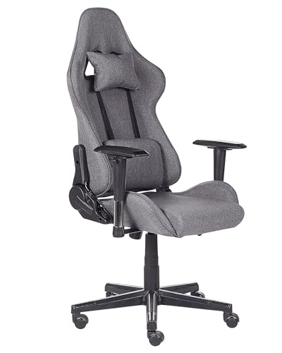Beliani Ergonomischer Gaming-Stuhl Stoff Verstellbare Armlehnen Dunkelgrau Warrior von Beliani