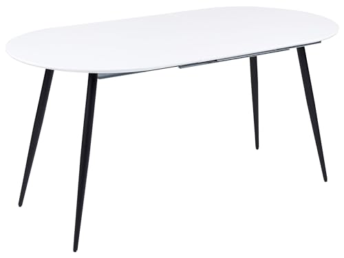 Beliani Esstisch weiß/schwarz ausziehbar 120/160x80cm für 6 Personen glänzend Staverton von Beliani