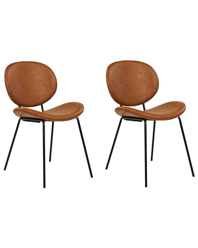 Beliani Esszimmerstühle Kunstleder braun Goldbraun/schwarz 2er Set Retro Luana von Beliani