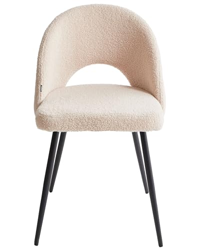 Beliani Esszimmerstuhl 2er Set Bouclé beige mit Metallbeinen schwarz modern Onaga von Beliani