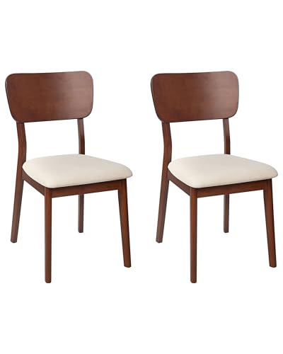 Beliani Esszimmerstuhl 2er Set Holz Dunkelbraun mit Sitzpolster Hellbeige Minier Beliani Esszimmerstuhl 2er Set Holz Dunkelbraun mit Sitzpolster Hellbeige Minier von Beliani