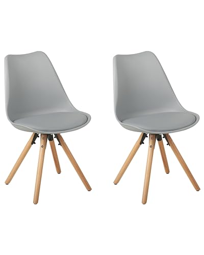 Beliani Esszimmerstuhl 2er Set Kunstleder in Grau Küchenstühle Moderne Essstühle Dakota von Beliani