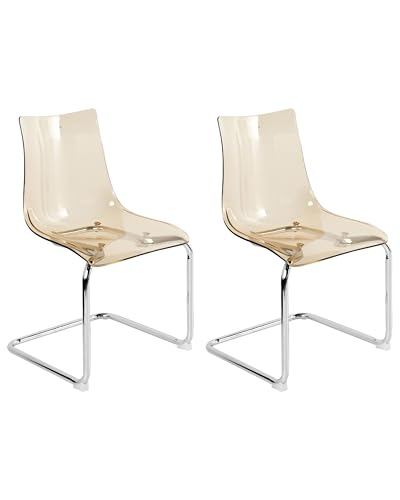 Beliani Esszimmerstuhl 2er Set Kunststoff transparent orange Freischwinger Marshall von Beliani