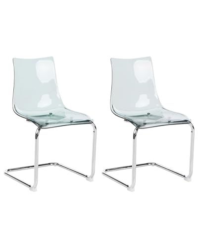 Beliani Esszimmerstuhl 2er Set Kunststoff transparent schwarz Freischwinger Marshall von Beliani