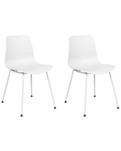 Beliani Esszimmerstuhl 2er Set Kunststoff weiß mit Metallbeinen Modern Skandi Loomis von Beliani