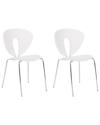 Beliani Esszimmerstuhl 2er Set Kunststoff weiß stapelbar moderner Stil Tracy von Beliani