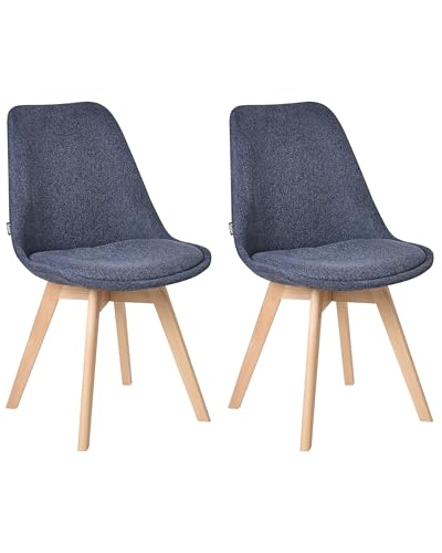 Beliani Esszimmerstuhl 2er Set Stoff Sitzschale dunkelblau mit Holzbeinen Dakota II Beliani Esszimmerstuhl 2er Set Stoff Sitzschale dunkelblau mit Holzbeinen Dakota II von Beliani