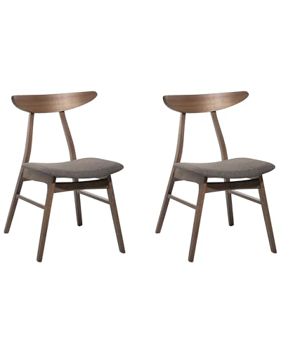 Beliani Esszimmerstuhl 2er Set dunker Holzfarbton mit Polsterung grau Skandi Retro Lynn von Beliani