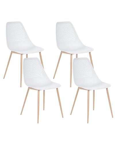 Beliani Esszimmerstuhl 4er Set Kunststoff Eisen Holzoptik weiß moderner Stil Hazelton von Beliani